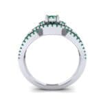 Intertwining Shank Halo Emerald Ring (0.51 CTW) Side View