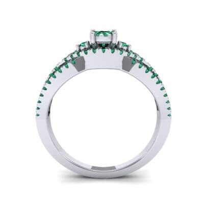 Intertwining Shank Halo Emerald Ring (0.51 CTW) Side View