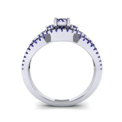 Intertwining Shank Halo Blue Sapphire Ring (0.51 CTW) Side View