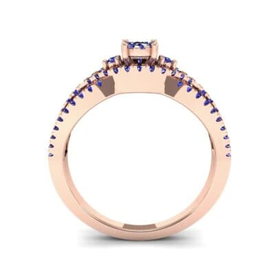 Intertwining Shank Halo Blue Sapphire Ring (0.51 CTW) Side View