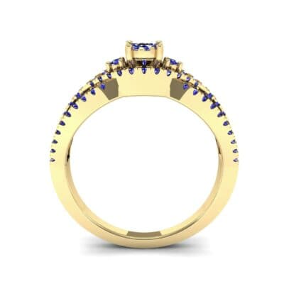 Intertwining Shank Halo Blue Sapphire Ring (0.51 CTW) Side View