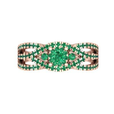Intertwining Shank Halo Emerald Ring (0.51 CTW) Top Flat View