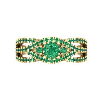 Intertwining Shank Halo Emerald Ring (0.51 CTW) Top Flat View