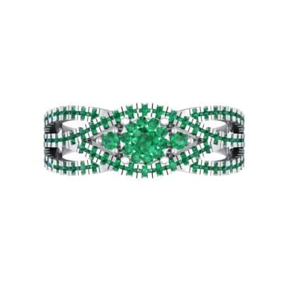Intertwining Shank Halo Emerald Ring (0.51 CTW) Top Flat View