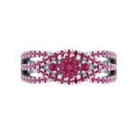 Intertwining Shank Halo Ruby Ring (0.51 CTW) Top Flat View