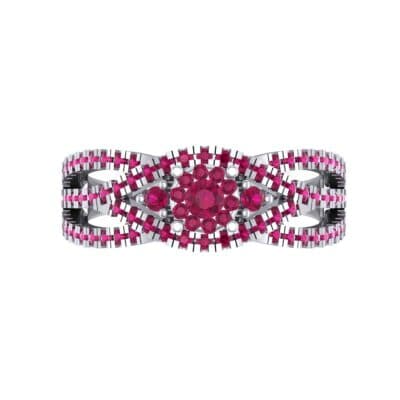 Intertwining Shank Halo Ruby Ring (0.51 CTW) Top Flat View