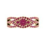 Intertwining Shank Halo Ruby Ring (0.51 CTW) Top Flat View