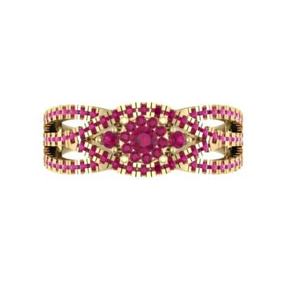 Intertwining Shank Halo Ruby Ring (0.51 CTW) Top Flat View