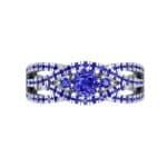 Intertwining Shank Halo Blue Sapphire Ring (0.51 CTW) Top Flat View