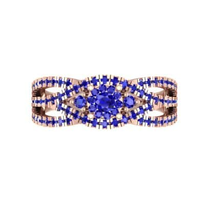 Intertwining Shank Halo Blue Sapphire Ring (0.51 CTW) Top Flat View