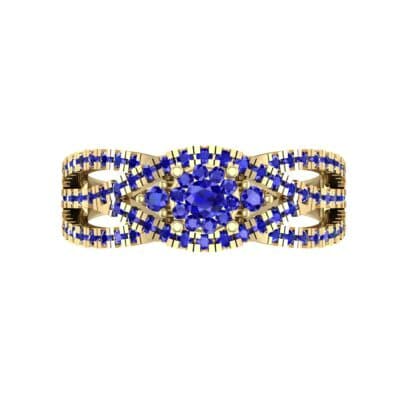 Intertwining Shank Halo Blue Sapphire Ring (0.51 CTW) Top Flat View