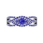Intertwining Shank Halo Blue Sapphire Ring (0.51 CTW) Top Flat View