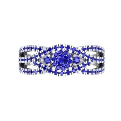 Intertwining Shank Halo Blue Sapphire Ring (0.51 CTW) Top Flat View