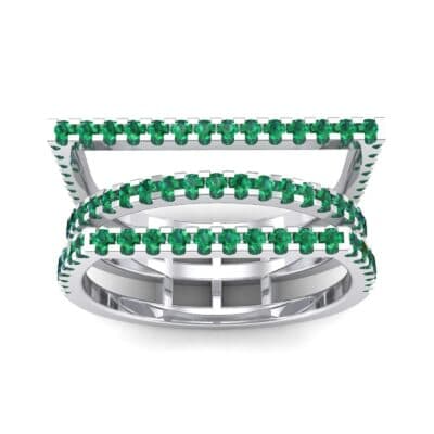 Three Row Geometry Emerald Ring (0.73 CTW) Top Dynamic View