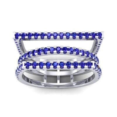 Three Row Geometry Blue Sapphire Ring (0.73 CTW) Top Dynamic View