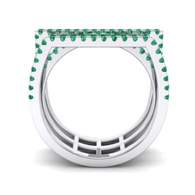 Three Row Geometry Emerald Ring (0.73 CTW) Side View