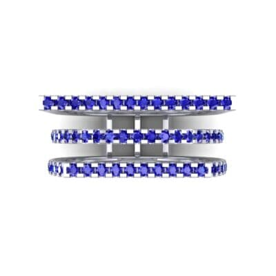 Three Row Geometry Blue Sapphire Ring (0.73 CTW) Top Flat View