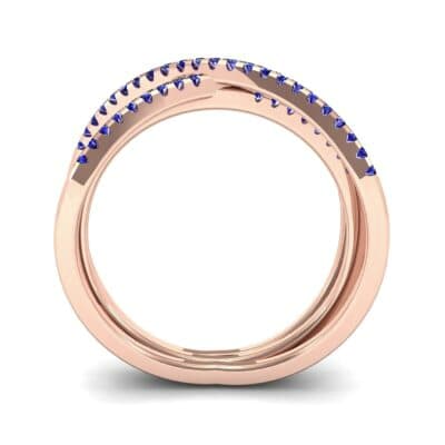 Three Row Crossover Blue Sapphire Ring (0.29 CTW) Side View