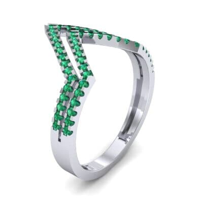Pave Nested Peaks Emerald Ring (0.28 CTW) Perspective View