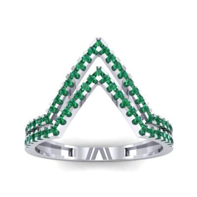 Pave Nested Peaks Emerald Ring (0.28 CTW) Top Dynamic View