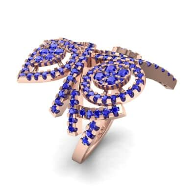 Pave Peacock Blue Sapphire Ring (1.32 CTW) Perspective View