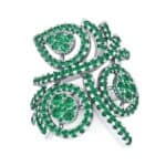 Pave Peacock Emerald Ring (1.32 CTW) Top Dynamic View