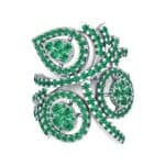 Pave Peacock Emerald Ring (1.32 CTW) Top Flat View