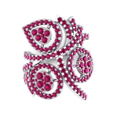 Pave Peacock Ruby Ring (1.32 CTW) Top Flat View