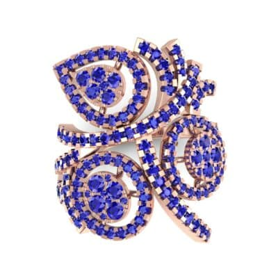 Pave Peacock Blue Sapphire Ring (1.32 CTW) Top Flat View