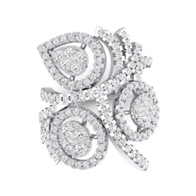 Pave Peacock Crystal Ring (1.32 CTW) Top Flat View