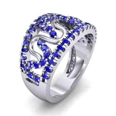 Pave Winding Blue Sapphire Ring (0.99 CTW) Perspective View