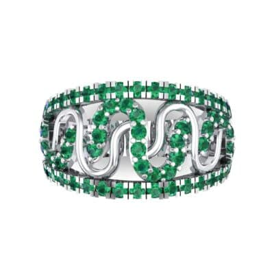 Pave Winding Emerald Ring (0.99 CTW) Top Flat View