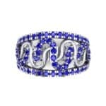 Pave Winding Blue Sapphire Ring (0.99 CTW) Top Flat View