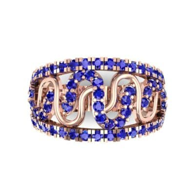 Pave Winding Blue Sapphire Ring (0.99 CTW) Top Flat View