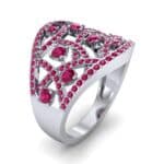 Pave Jigsaw Ruby Ring (1.07 CTW) Perspective View