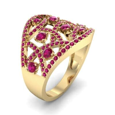 Pave Jigsaw Ruby Ring (1.07 CTW) Perspective View