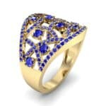 Pave Jigsaw Blue Sapphire Ring (1.07 CTW) Perspective View