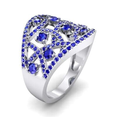 Pave Jigsaw Blue Sapphire Ring (1.07 CTW) Perspective View