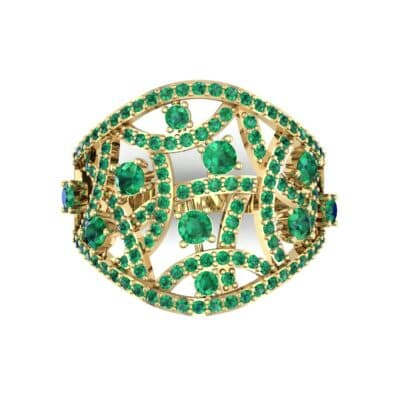 Pave Jigsaw Emerald Ring (1.07 CTW) Top Flat View