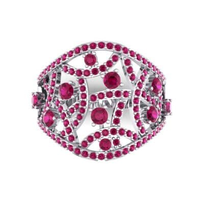 Pave Jigsaw Ruby Ring (1.07 CTW) Top Flat View
