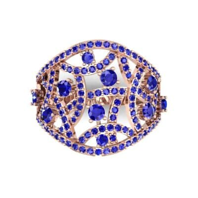 Pave Jigsaw Blue Sapphire Ring (1.07 CTW) Top Flat View