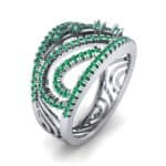 Pave Medley Emerald Ring (0.76 CTW) Perspective View