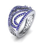 Pave Medley Blue Sapphire Ring (0.76 CTW) Perspective View