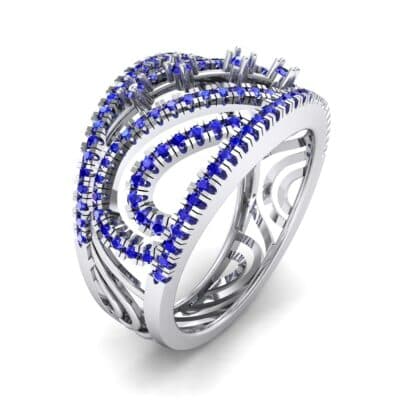 Pave Medley Blue Sapphire Ring (0.76 CTW) Perspective View