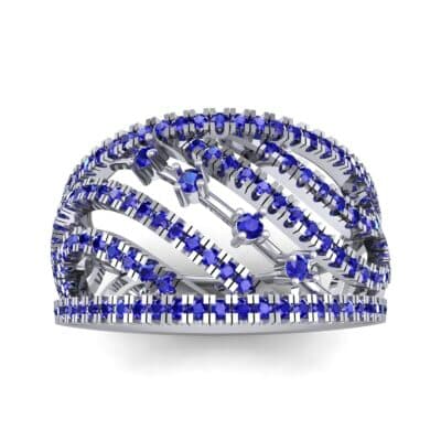 Pave Medley Blue Sapphire Ring (0.76 CTW) Top Dynamic View