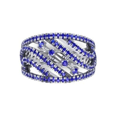 Pave Medley Blue Sapphire Ring (0.76 CTW) Top Flat View