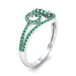Pave Sonata Emerald Engagement Ring (0.38 CTW) Perspective View