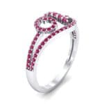Pave Sonata Ruby Engagement Ring (0.38 CTW) Perspective View