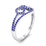 Pave Sonata Blue Sapphire Engagement Ring (0.38 CTW) Perspective View