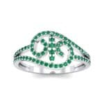 Pave Sonata Emerald Engagement Ring (0.38 CTW) Top Dynamic View